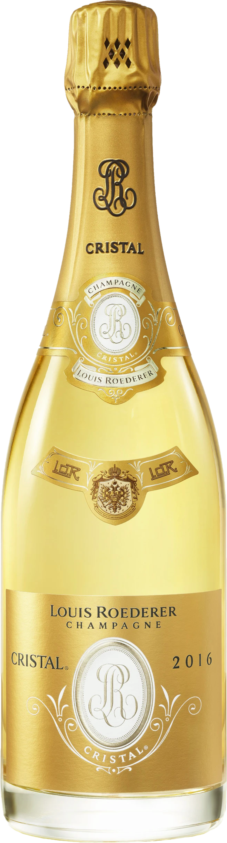Louis Roederer Cristal price guide: a standing bottle of the vintage Champagne